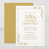 50e bruiloft Jubileum Goud Bloemen Lijst Kaart (Voorkant / Achterkant)
