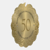 50e bruiloft Jubileum Goud Bloemen Lijst Ornament Kaart (Rechts)
