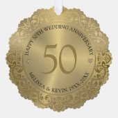 50e bruiloft Jubileum Goud Bloemen Lijst Ornament Kaart (Voorkant)