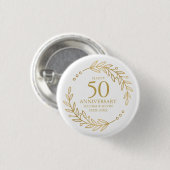 50e bruiloft Jubileum Goud Botanisch Lijst Ronde Button 3,2 Cm (Voorkant /achterkant)