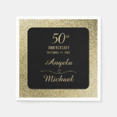 50e bruiloft Jubileum Goud Chique Glitter Elegant Servet (Voorkant)