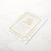 50e bruiloft Jubileum Goud Lijst Folie Uitnodiging (Gedraaid)