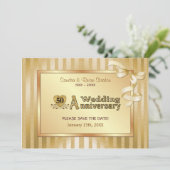 50e bruiloft Jubileum - Goud Save The Date (Staand voorkant)