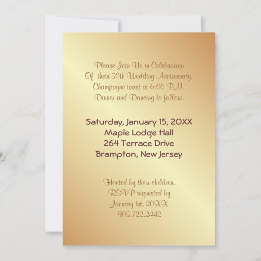 50e bruiloft Jubileum - Goud Save The Date (Achterkant)