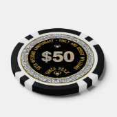 50e bruiloft Jubileum Goud Wit Diamonds Pok Poker Chips (Enkel)