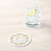 50e bruiloft Jubileum Goud Wit Ronde Kartonnen Onderzetter (Insitu)