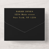 50e bruiloft Jubileum Goud Zwart Foto All In One Uitnodiging (Achterkant)