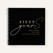 50e bruiloft Jubileum Goud Zwart Gastboek Notitieboek (Voorkant)