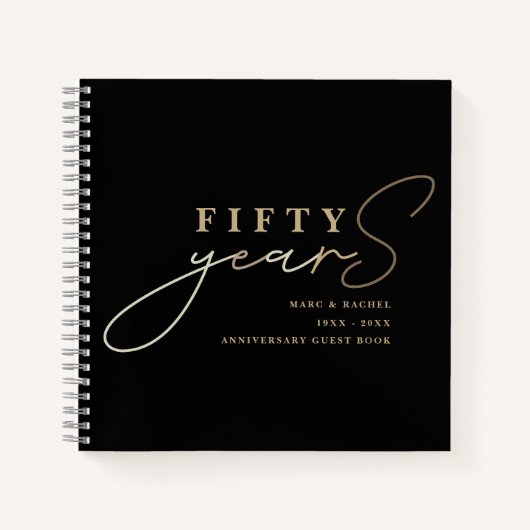 50e bruiloft Jubileum Goud Zwart Gastboek Notitieboek (Voorkant)