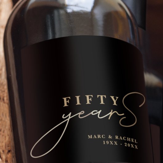 50e bruiloft Jubileum Goud Zwart Gift Wijn Etiket