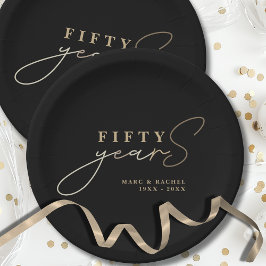 50e bruiloft Jubileum Goud Zwart Papier Bord