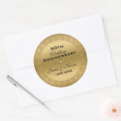 50e bruiloft Jubileum goudbloem Ronde Sticker (Envelop)