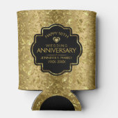 50e bruiloft Jubileum & gouden bloemdamast Blikjeskoeler (Achterkant)