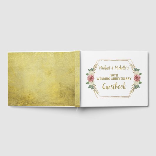 50e bruiloft Jubileum Gouden Bloemen Gastenboek (Volledig)