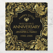 50e bruiloft Jubileum gouden damast Wijn Etiket (Enkel label)