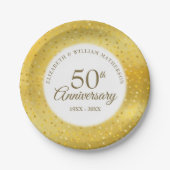 50e bruiloft Jubileum gouden folie harten Confetti Papieren Bordje (Voorkant)