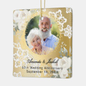 50e bruiloft Jubileum gouden foto bloemen Keramisch Ornament (Links)