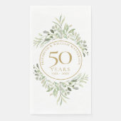 50e bruiloft Jubileum Gouden Greenery Leaves Servet (Voorkant)