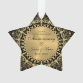 50e bruiloft Jubileum gouden mandala op zwart Ornament (voorkant)