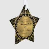 50e bruiloft Jubileum gouden mandala op zwart Ornament (voorkant)