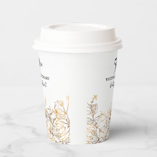 50e bruiloft Jubileum Gouden Rozen Custom servet Papieren Bekers (Links)