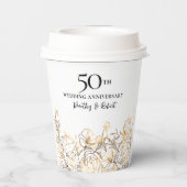 50e bruiloft Jubileum Gouden Rozen Custom servet Papieren Bekers (Achterkant)
