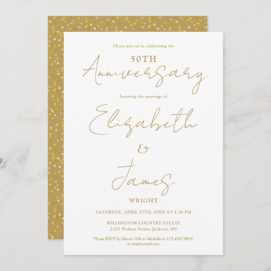 50e bruiloft Jubileum gouden script bruiloft Kaart (Voorkant / Achterkant)