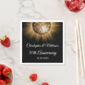 50e bruiloft Jubileum Gouden Sparkle Discobal Servet (Insitu)