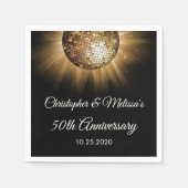 50e bruiloft Jubileum Gouden Sparkle Discobal Servet (Voorkant)