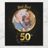 50e bruiloft Jubileum gouden sprankeling Wijn Etiket (Enkel label)