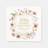 50e bruiloft Jubileum Gouden Typografie Bloem Servet (Voorkant)