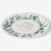 50e bruiloft Jubileum Gouden Typografie Groen Papieren Bordje (Gekanteld)