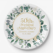 50e bruiloft Jubileum Gouden Typografie Groen Papieren Bordje (Voorkant)