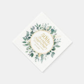 50e bruiloft Jubileum Gouden Typografie Groen Servet (Hoek)
