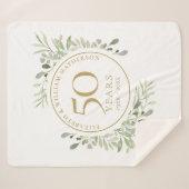 50e bruiloft Jubileum Gouden Waterverf Groen Sherpa Deken (Voorkant (horizontaal))