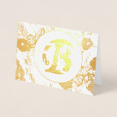 50e bruiloft Jubileum Goudfolie Bloemen uitnodigen Folie Kaarten (Voorkant)