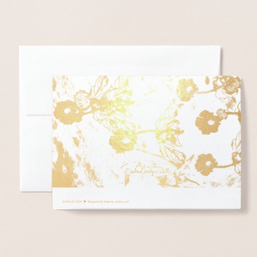 50e bruiloft Jubileum Goudfolie Bloemen uitnodigen Folie Kaarten (Met envelop)