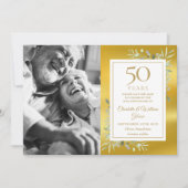 50e bruiloft Jubileum Greenery Gold Foto Save The Date (Voorkant)