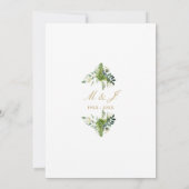 50e bruiloft Jubileum groen goud monogram Kaart (Achterkant)