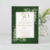 50e bruiloft Jubileum groen houten gebladerte Kaart (Staand voorkant)