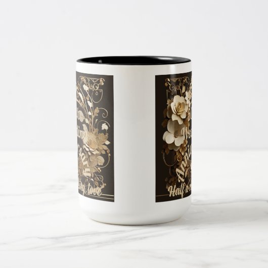 50e bruiloft Jubileum Half a Century, Love Gold Tweekleurige Koffiemok (Center)