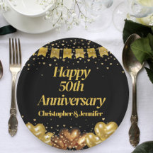 50e bruiloft Jubileum Happy Black en Gold