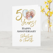 50e bruiloft Jubileum hartfoto Kaart (Gele Bloem)