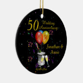 50e bruiloft Jubileum herberging bubbel Keramisch Ornament (Rechts)