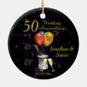 50e bruiloft Jubileum herberging bubbel Keramisch Ornament (Achterkant)