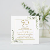 50e bruiloft Jubileum Herinneringen Groen Vierkant Kaart (Staand voorkant)