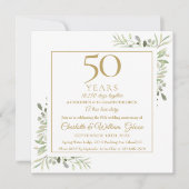 50e bruiloft Jubileum Herinneringen Groen Vierkant Kaart (Voorkant)