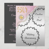 50e bruiloft Jubileum in reliëf van zilveren Roos Kaart (Voorkant / Achterkant)