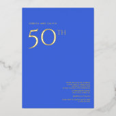 50e bruiloft Jubileum Invitation Royal Blue Folie Uitnodiging (Voorkant)