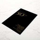 50e bruiloft Jubileum Invitation Zwart & Goud Folie Uitnodiging (Gedraaid)